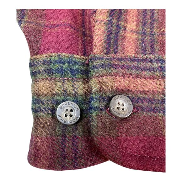 Woolrich Wool Blend Flannel Shirt Mens LARGE Yellow Red Plaid USA Pockets Button - Picture 4 of 8